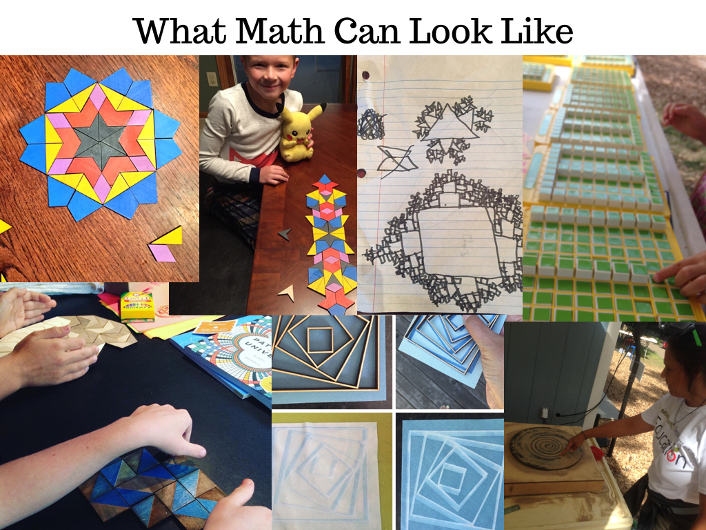 brightly colored and textured tiles and toys showing joyful hands-on math creativity